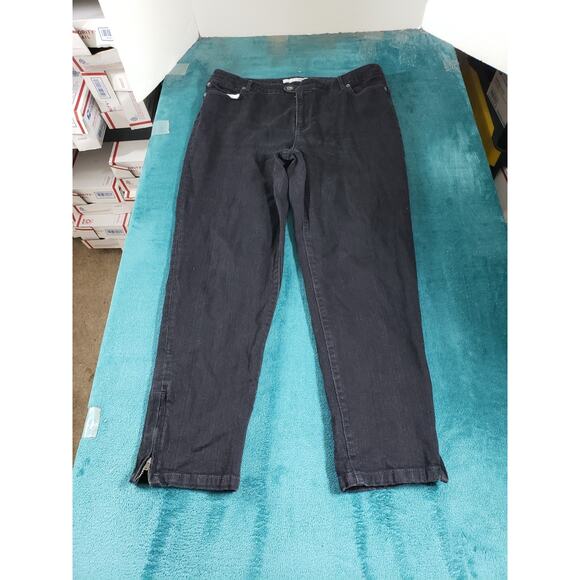 Chicos Jeans 2.5 US Size 14 Womens Black Stretch Pants Denim Mid Rise Cropped - Picture 1 of 12